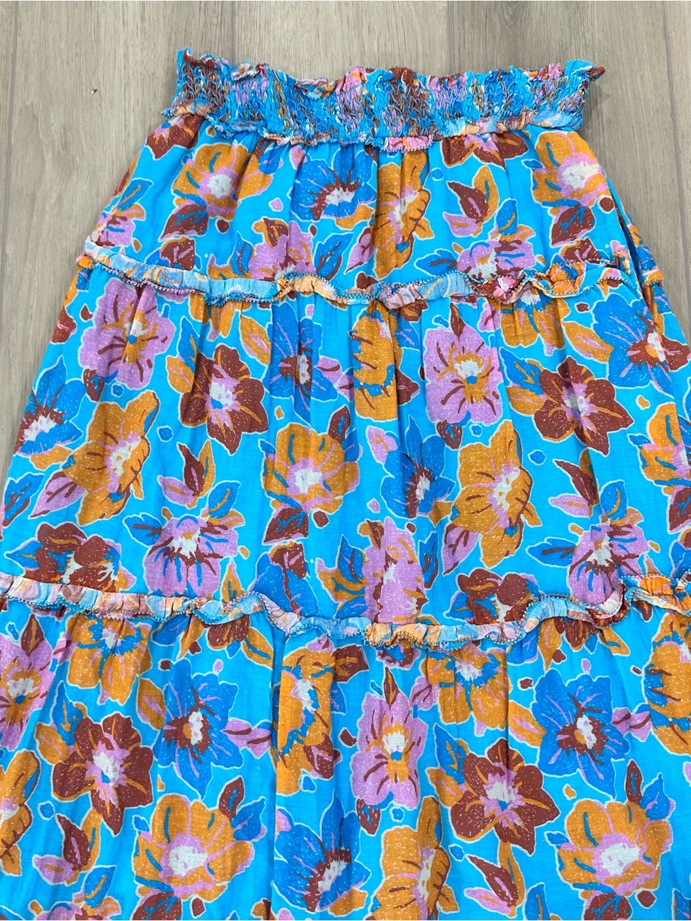 Love the Label Anthropologie tiered ruffle maxi skirt floral small multicolor - Picture 4 of 6